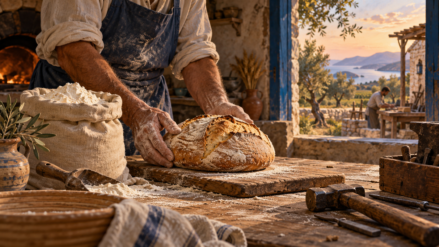 Παραγωγή ψωμιού και εργαλεία εργασίας